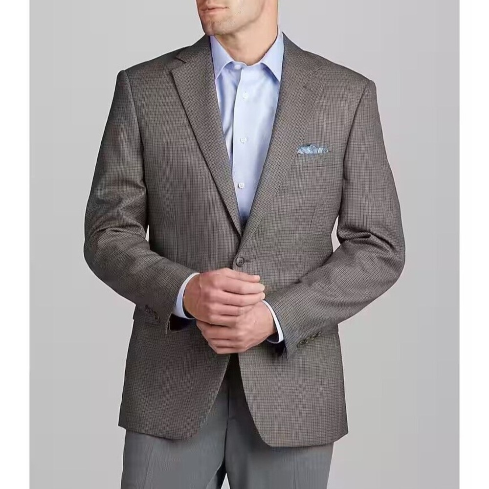 Jos A Bank Mens Blazer 42L Traditional Fit Check Sportcoat D040215